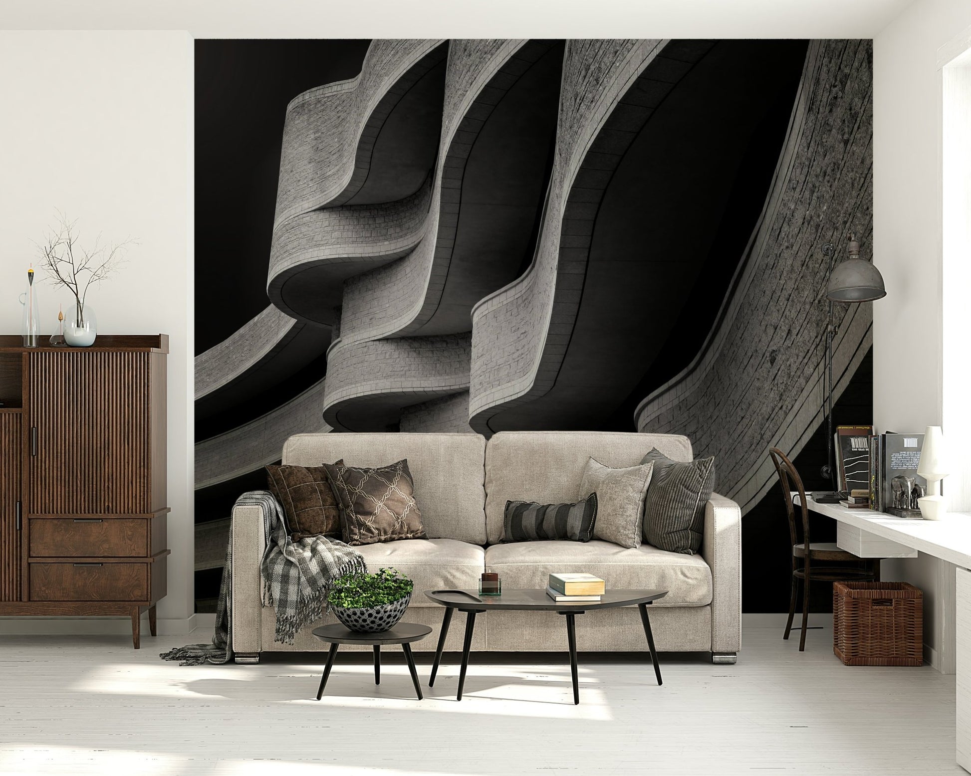 Architectural Curves Wall Mural - Wallanza