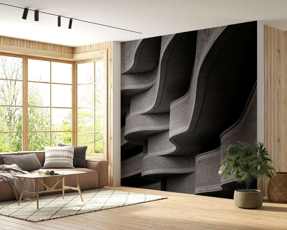 Modern black-gray curves in feature wall