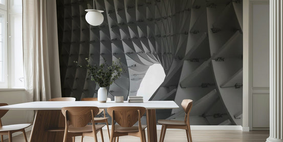 Symmetric stone pillars depicted in a luxury wallpaper.