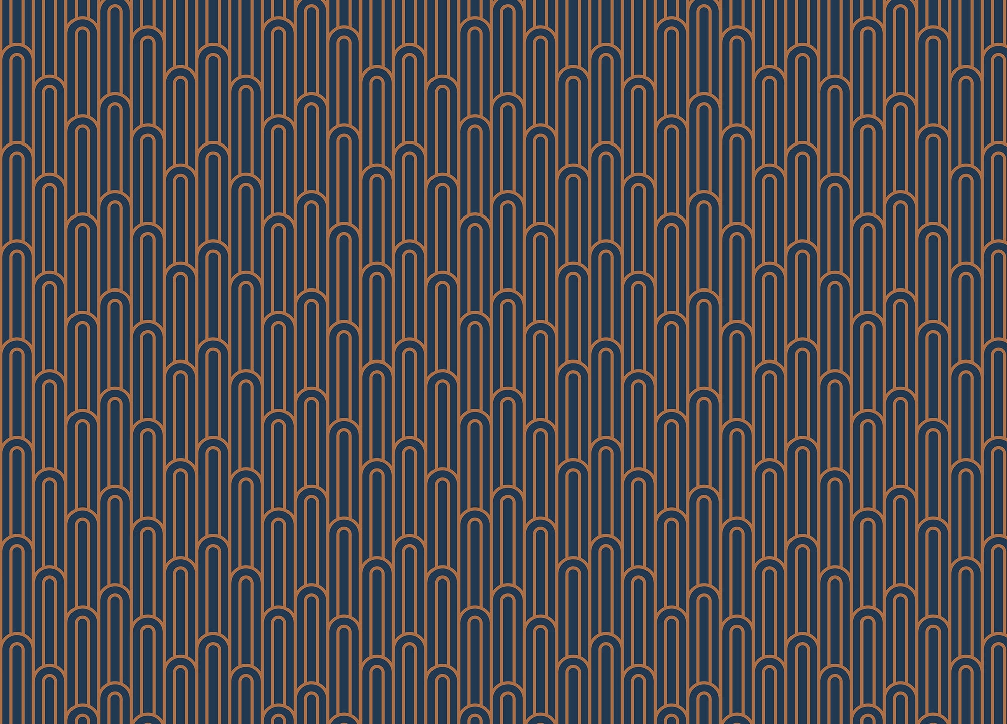 Abstract Art Deco Arches Orange Color Wallpaper