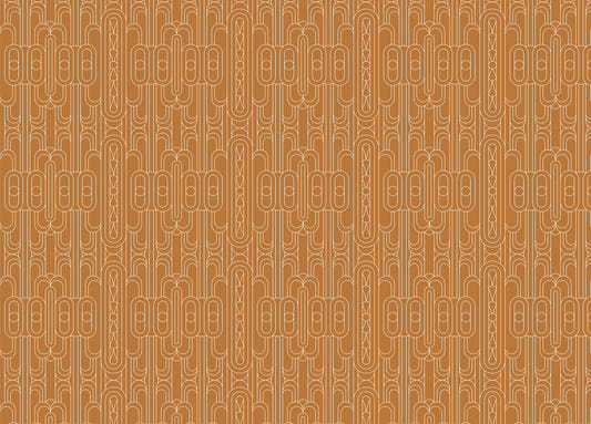 Orange Color Art Deco Minimal White Linear Wallpaper For Walls