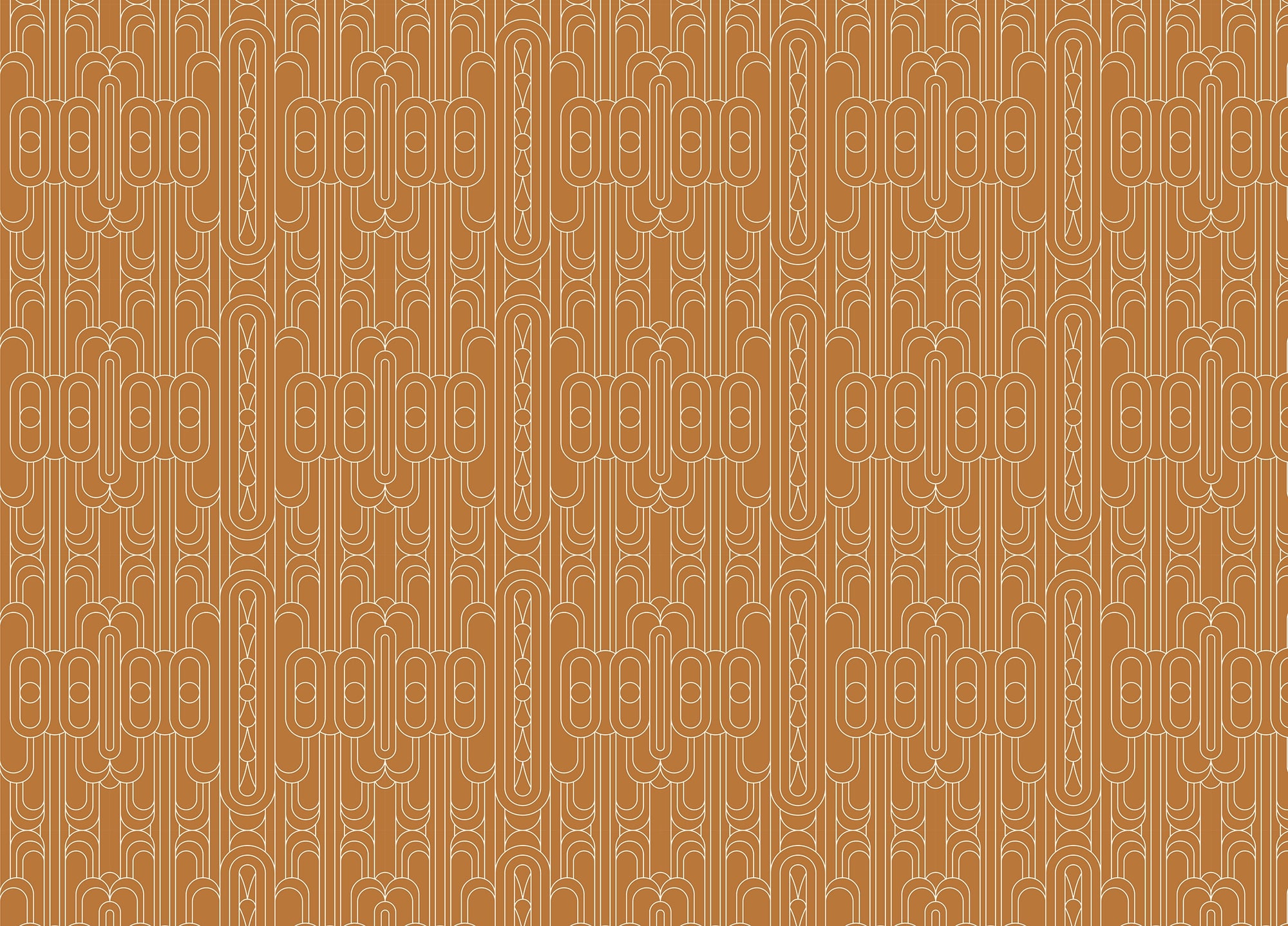 Orange Color Art Deco Minimal White Linear Wallpaper For Walls