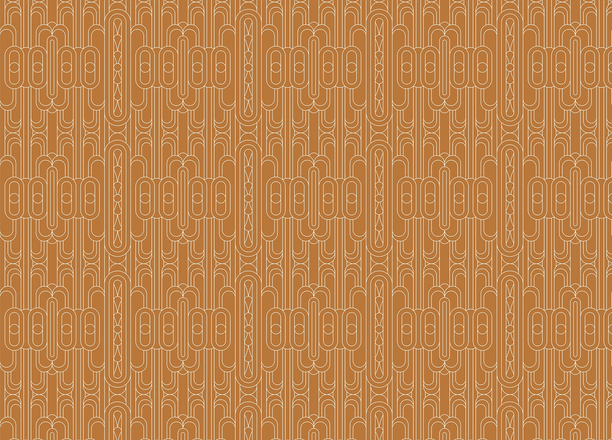 Orange Color Art Deco Minimal White Linear Wallpaper For Walls in your room — zoomed