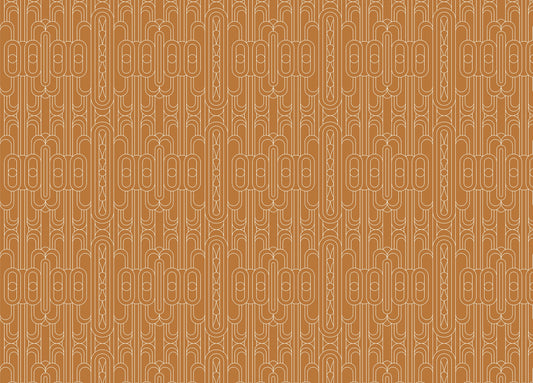 Orange Color Art Deco Minimal White Linear Wallpaper For Walls