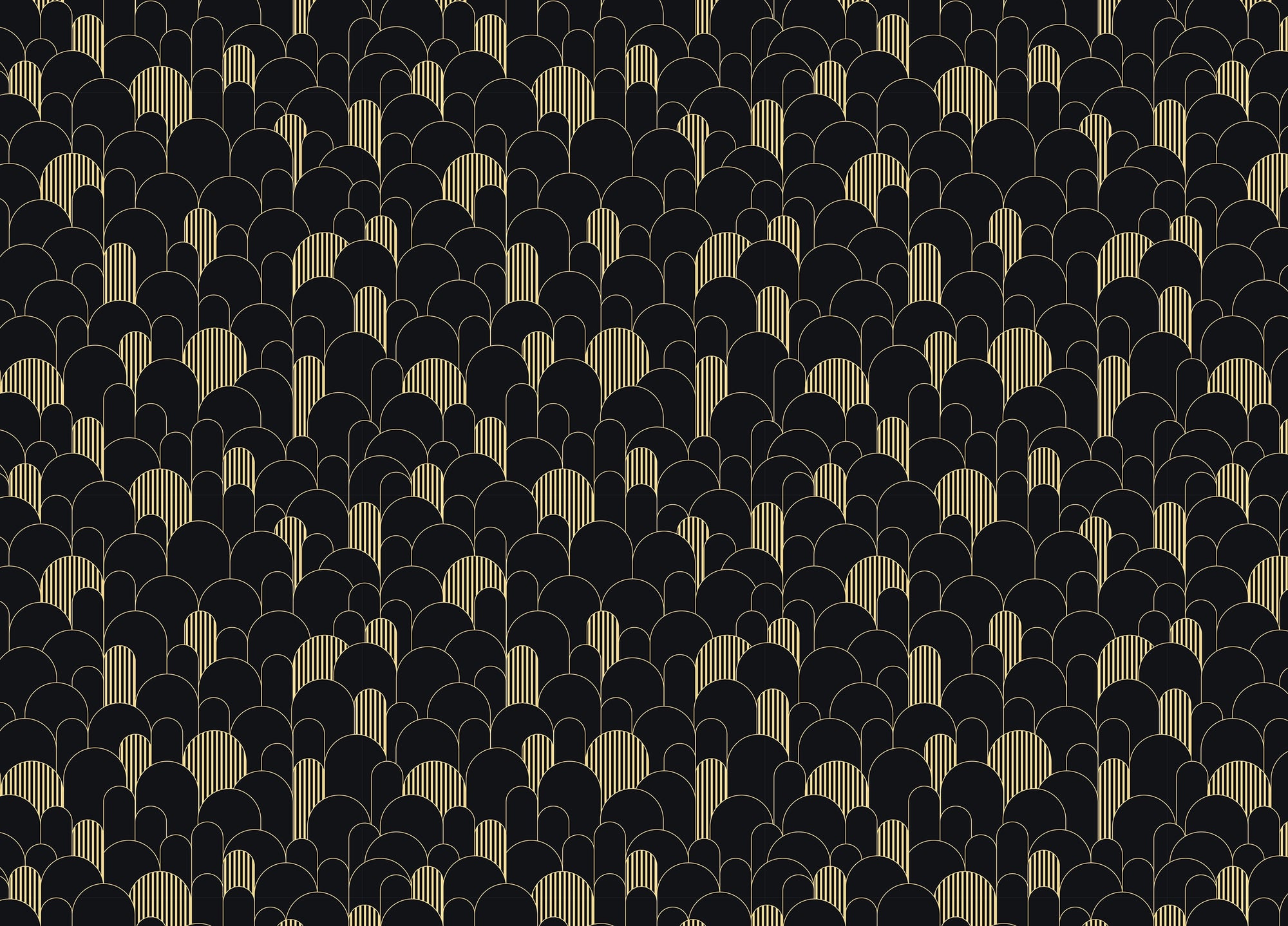 Art Deco Golden Lines Repeat Pattern Wallpaper