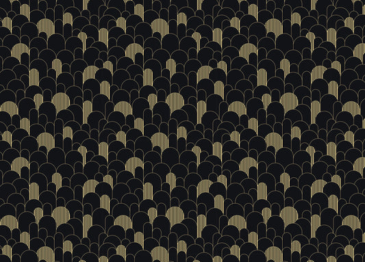 Art Deco Golden Lines Repeat Pattern Wallpaper