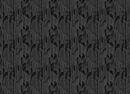 Black Art Deco Design Repeat Pattern Wallpaper