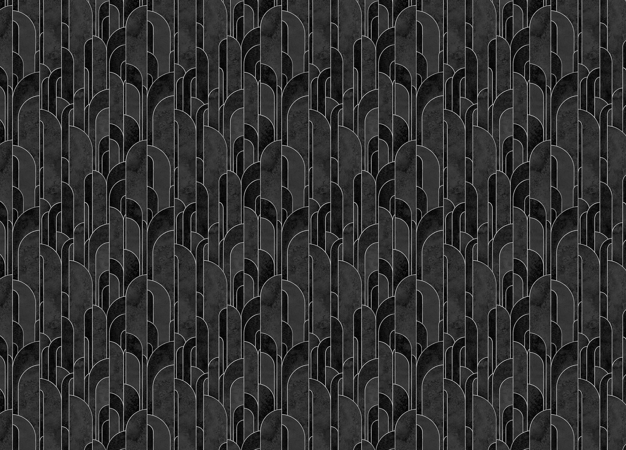 Black Art Deco Design Repeat Pattern Wallpaper