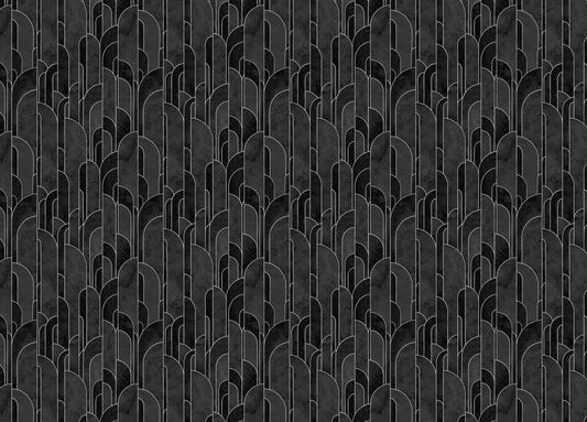 Black Art Deco Design Repeat Pattern Wallpaper