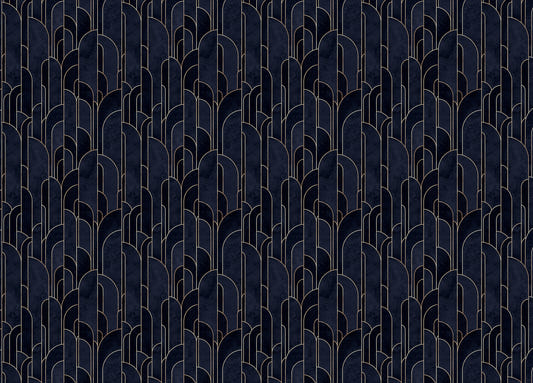 Dark Blue Art Deco Self Adhesive Wallpaper For Walls