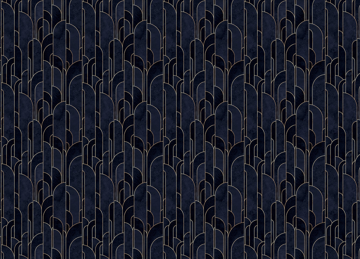 Dark Blue Art Deco Self Adhesive Wallpaper For Walls in your room