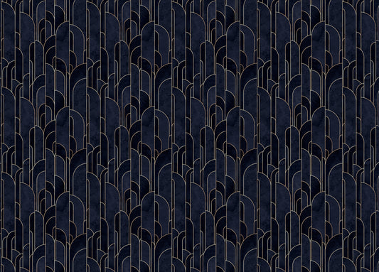 Dark Blue Art Deco Self Adhesive Wallpaper For Walls