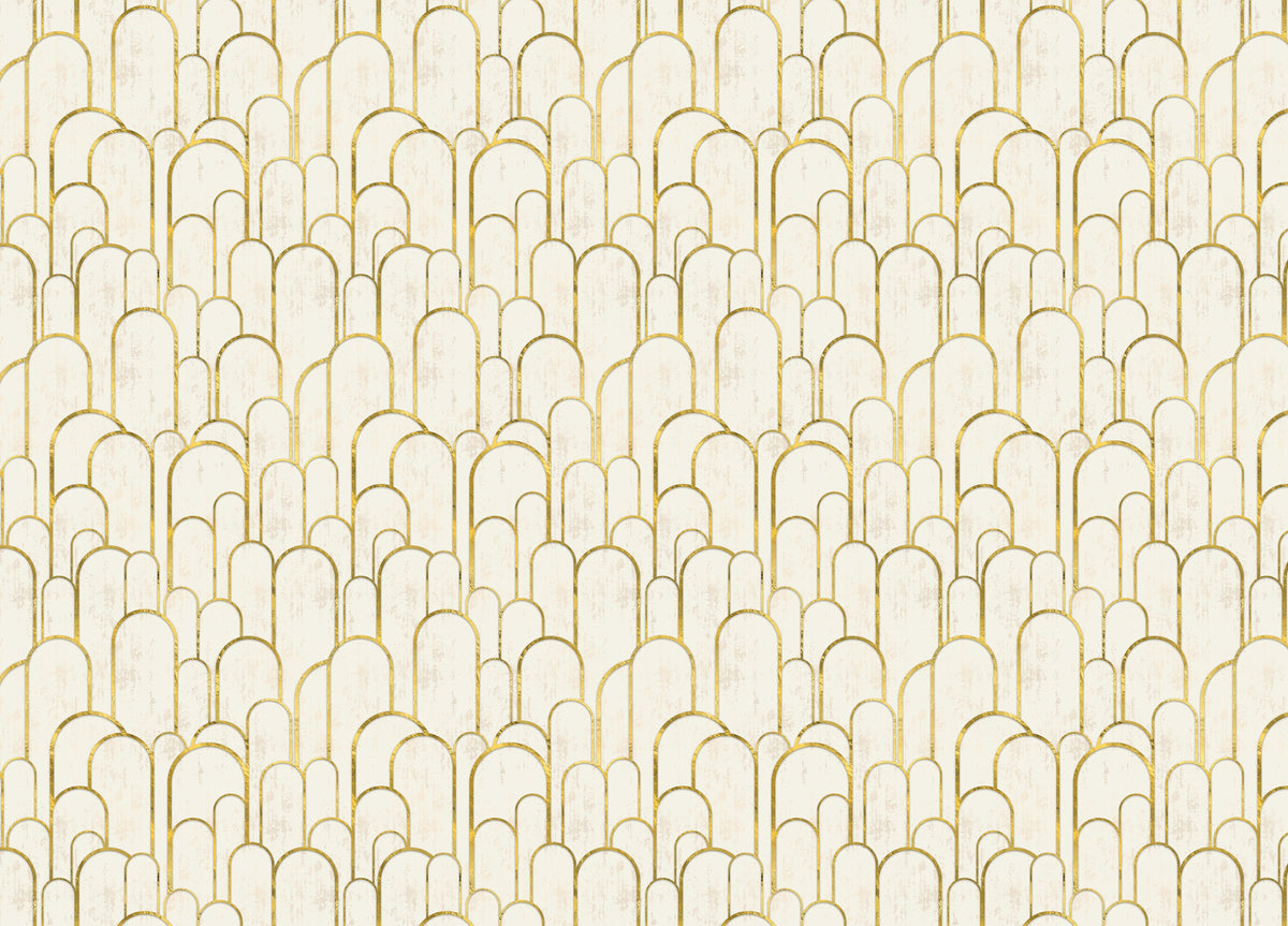 Repeat Pattern Archway Golden Art Deco Wallpaper in your room — zoomed