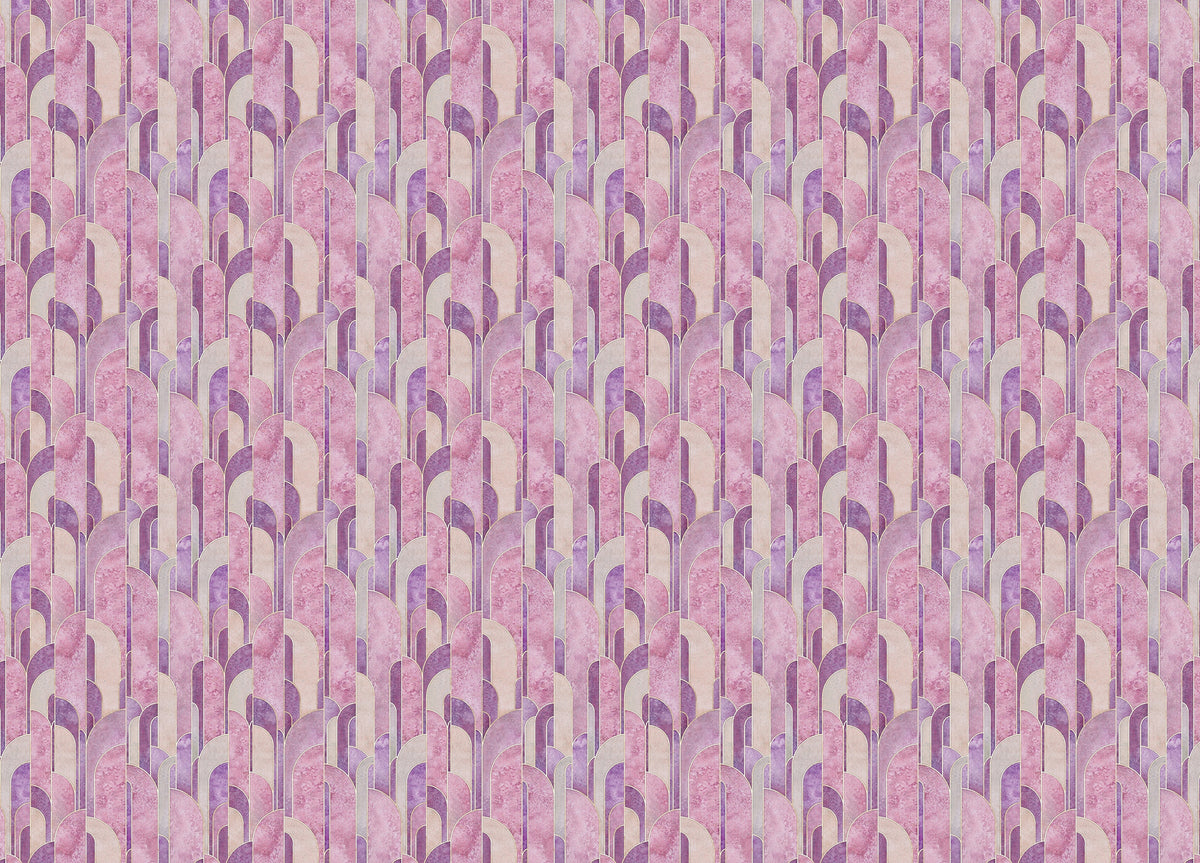 Pink Color Art Deco Geometric Wallpaper For Wall