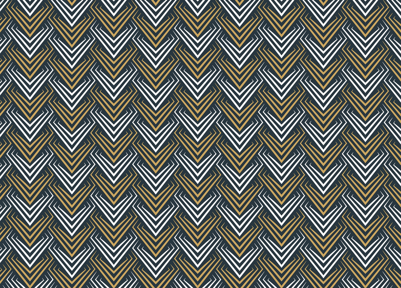 Yellow and White Vintage Abstract Art Deco Wallpaper