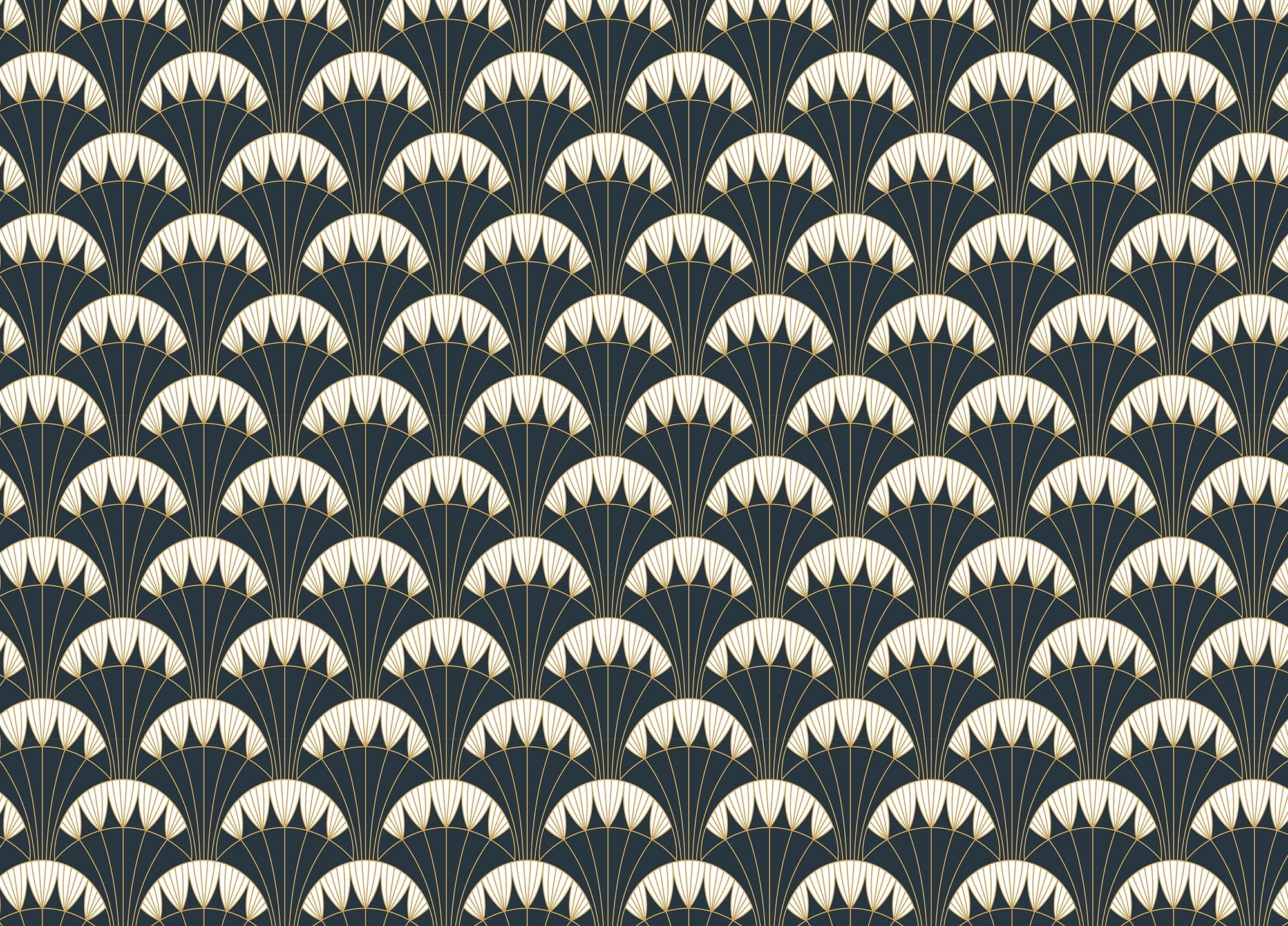 Golden Line Art Deco Green Background Wallpaper