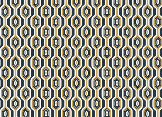 Geo Circles Hexagon Art Deco Yellow Mustard Color Wallpaper