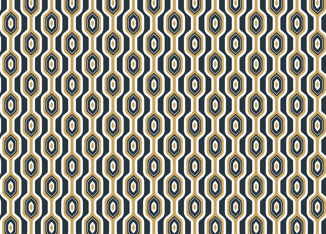 Geo Circles Hexagon Art Deco Yellow Mustard Color Wallpaper