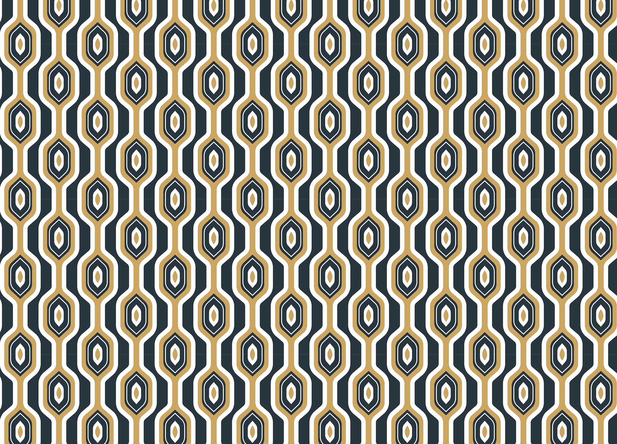 Geo Circles Hexagon Art Deco Yellow Mustard Color Wallpaper