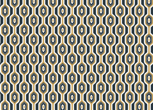 Geo Circles Hexagon Art Deco Yellow Mustard Color Wallpaper