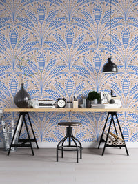 Artdeco Blue Palm Wallpaper - Wallanza