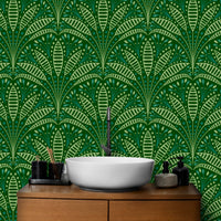 Artdeco Green Palm Wallpaper - Wallanza