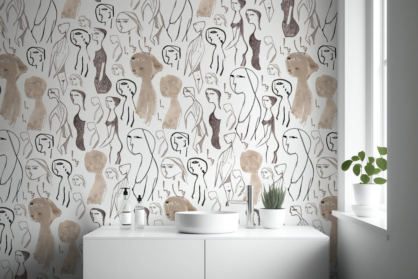 Artistic Faces Wallpaper Mural - Wallanza