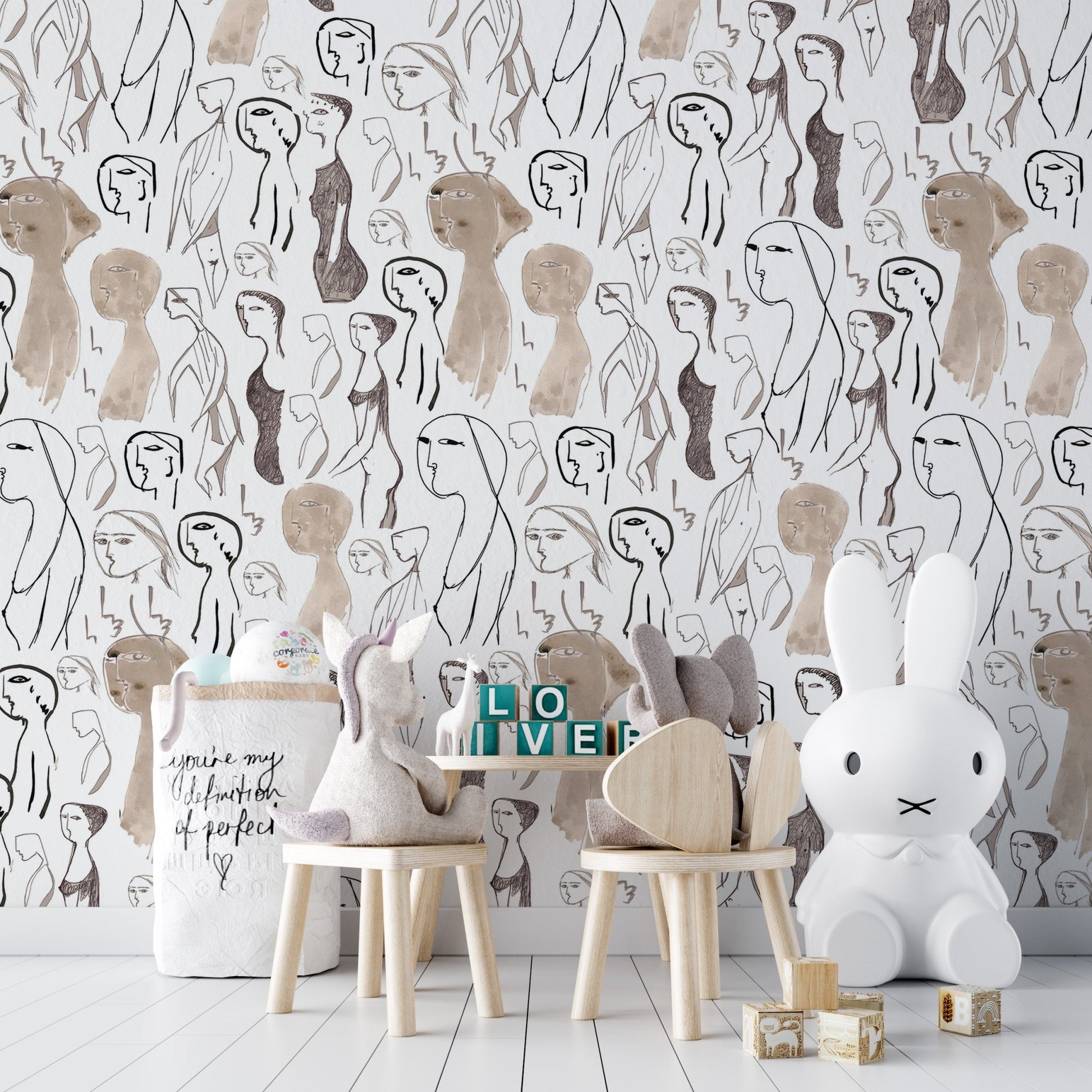 Artistic Faces Wallpaper Mural - Wallanza