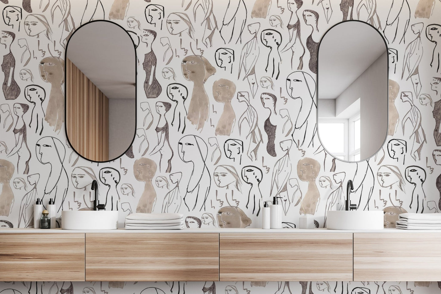 Artistic Faces Wallpaper Mural - Wallanza