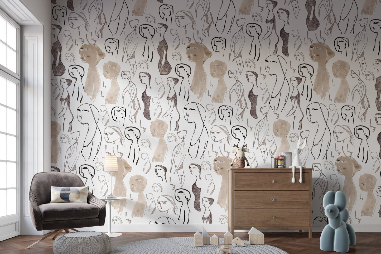 Artistic Faces Wallpaper Mural - Wallanza