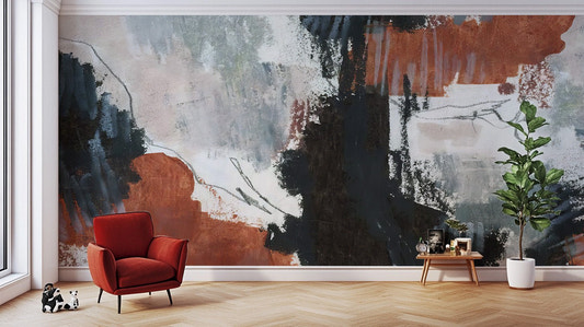 Artistic painted color wallpaper mural with abstract brush textures.