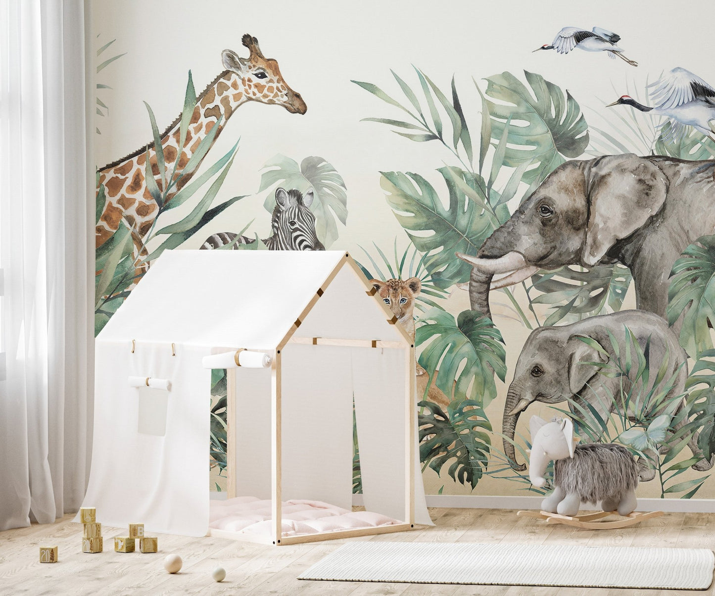 Royal creatures wall mural in a refined design in children's room.