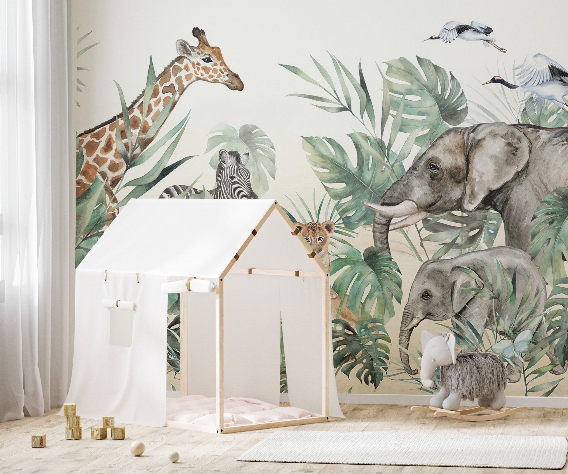 Royal creatures wall mural in a refined design in children's room.