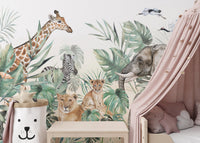 Majestic creatures wall mural in artistic style for kid bedroom.
