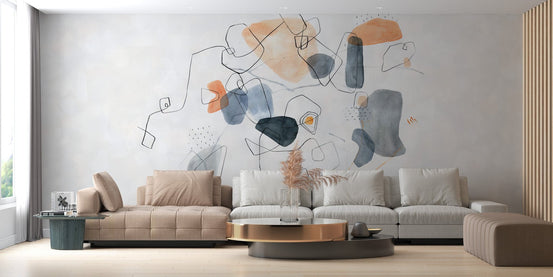 Modern artistic shapes wallpaper with subtle color contrast.