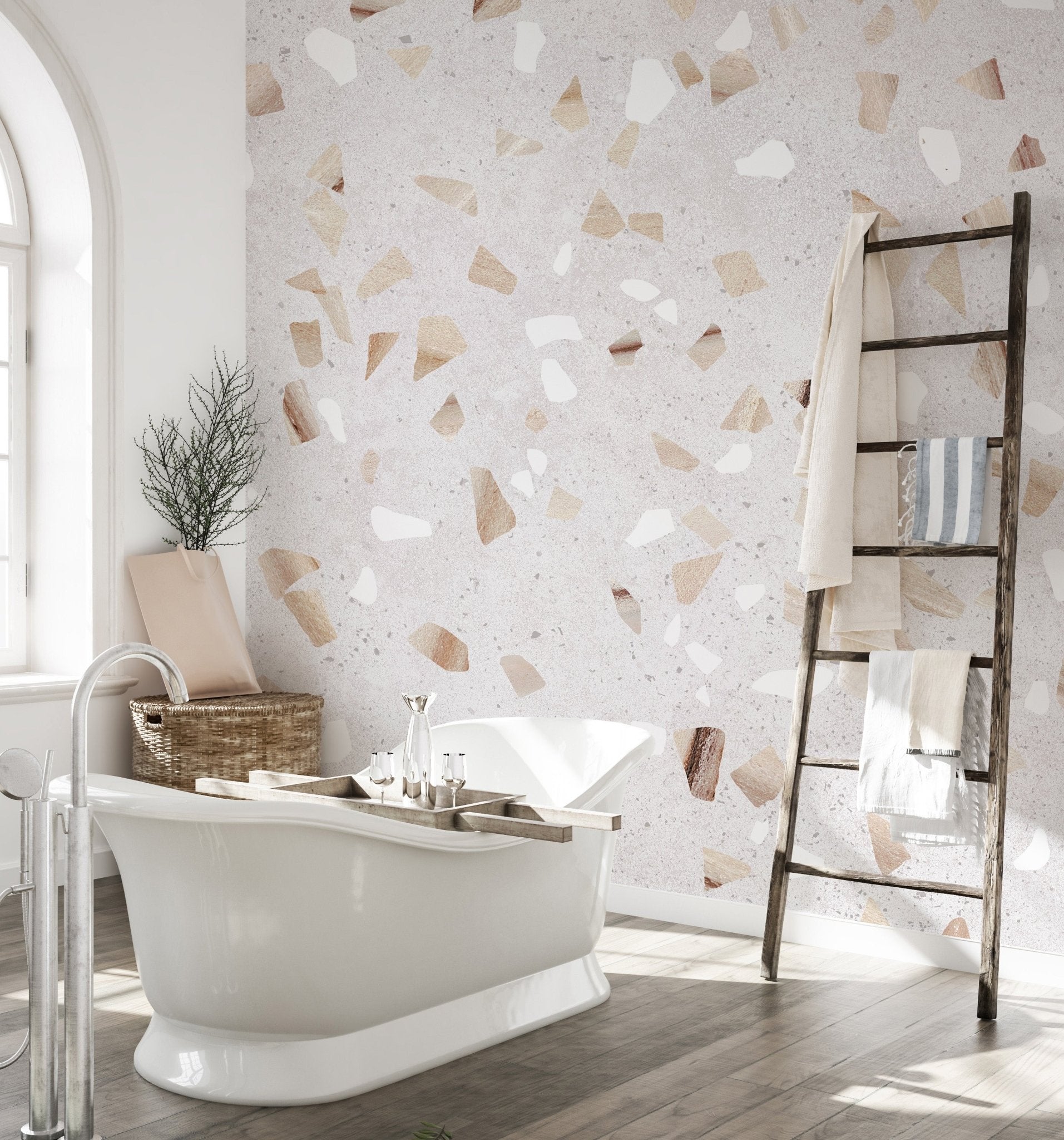 Artistic marble terrazzo wall mural for unique style
