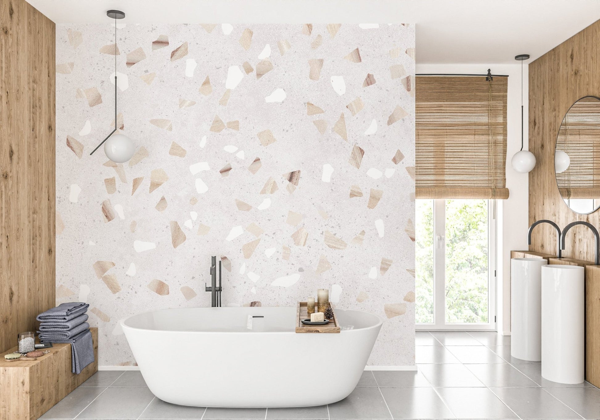Sophisticated terrazzo marble mural for urban walls
