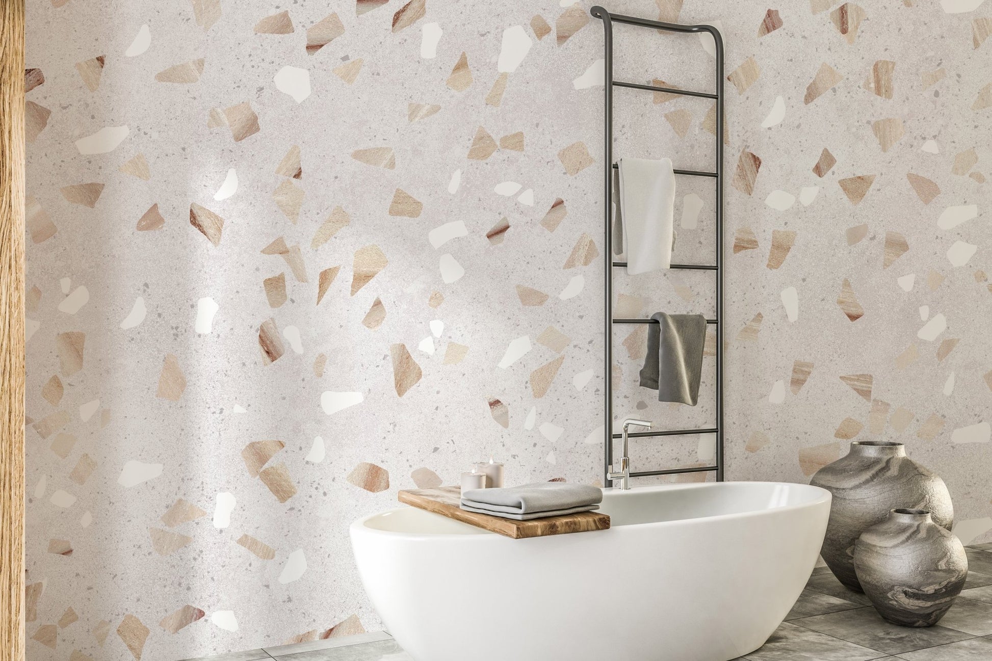 Terrazzo marble texture mural for modern aesthetics
