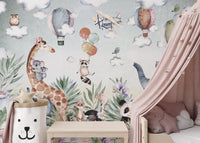 Kids bedroom showcasing Artistic Textured Wildlife Wall Art Murals.