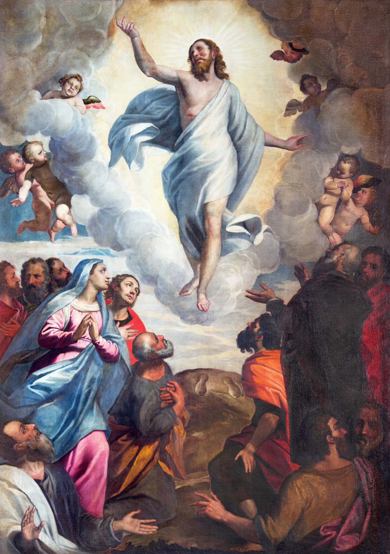 Ascension divine scene wall mural classical religious wall mural artwork.