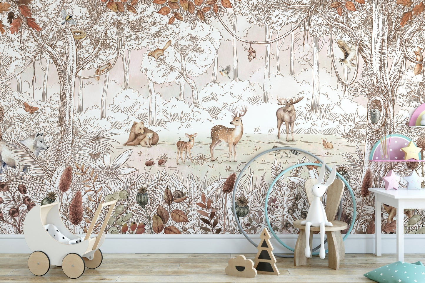 Autumn Forest Animals Wall Mural - Wallanza