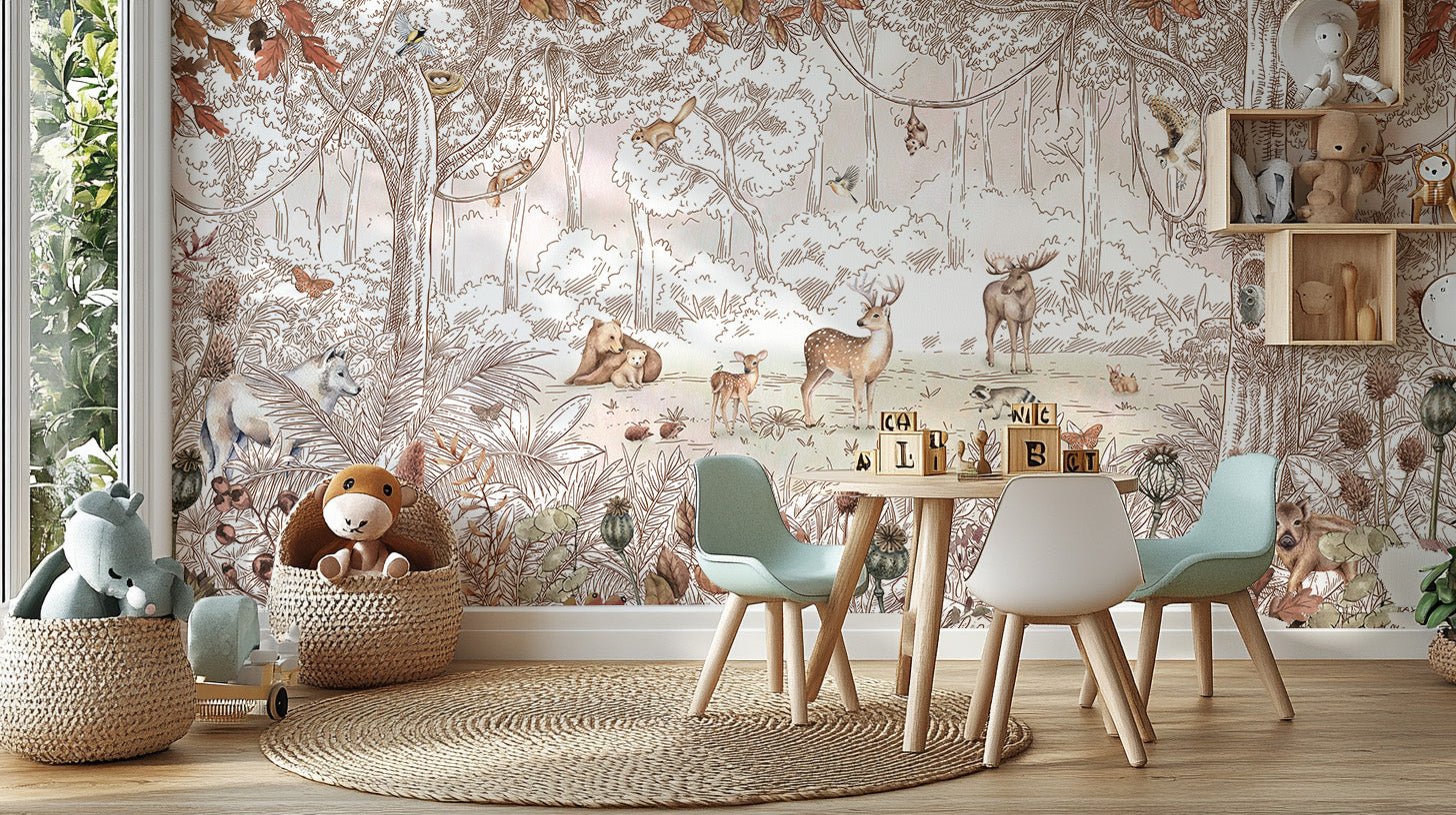 Autumn Forest Animals Wall Mural - Wallanza