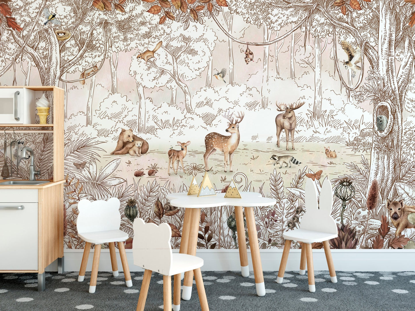 Autumn Forest Animals Wall Mural - Wallanza