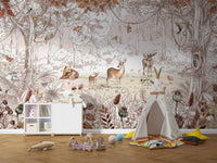 Autumn Forest Animals Wall Mural - Wallanza