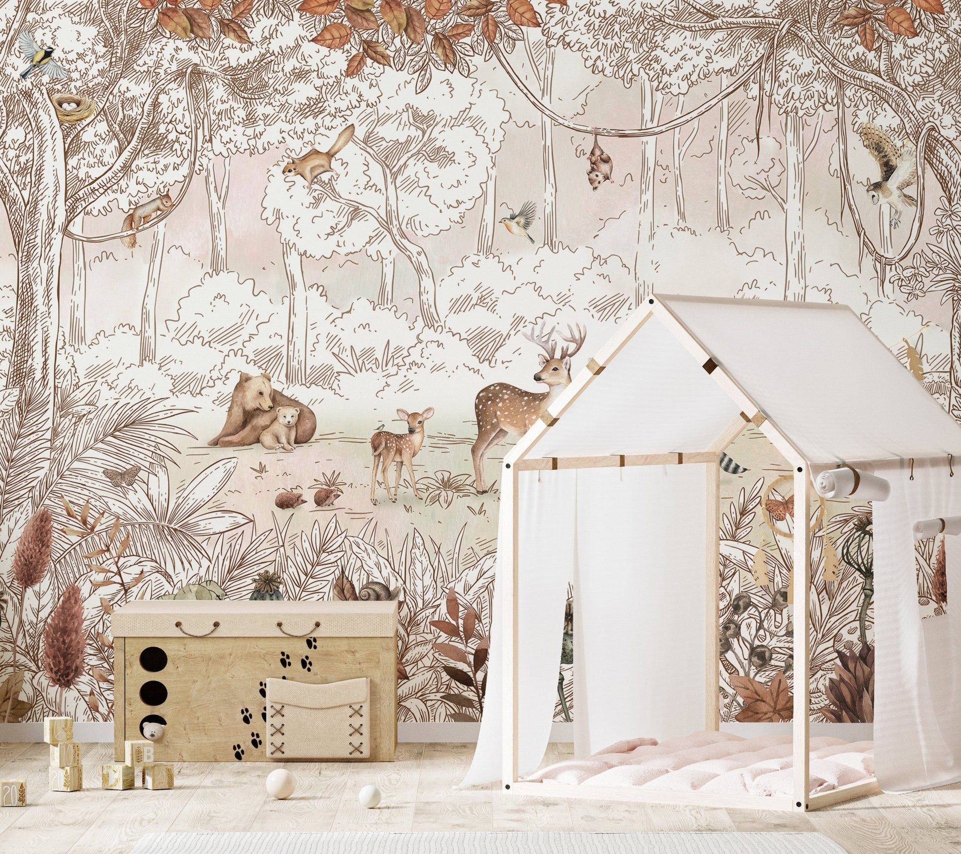 Autumn Forest Animals Wall Mural - Wallanza