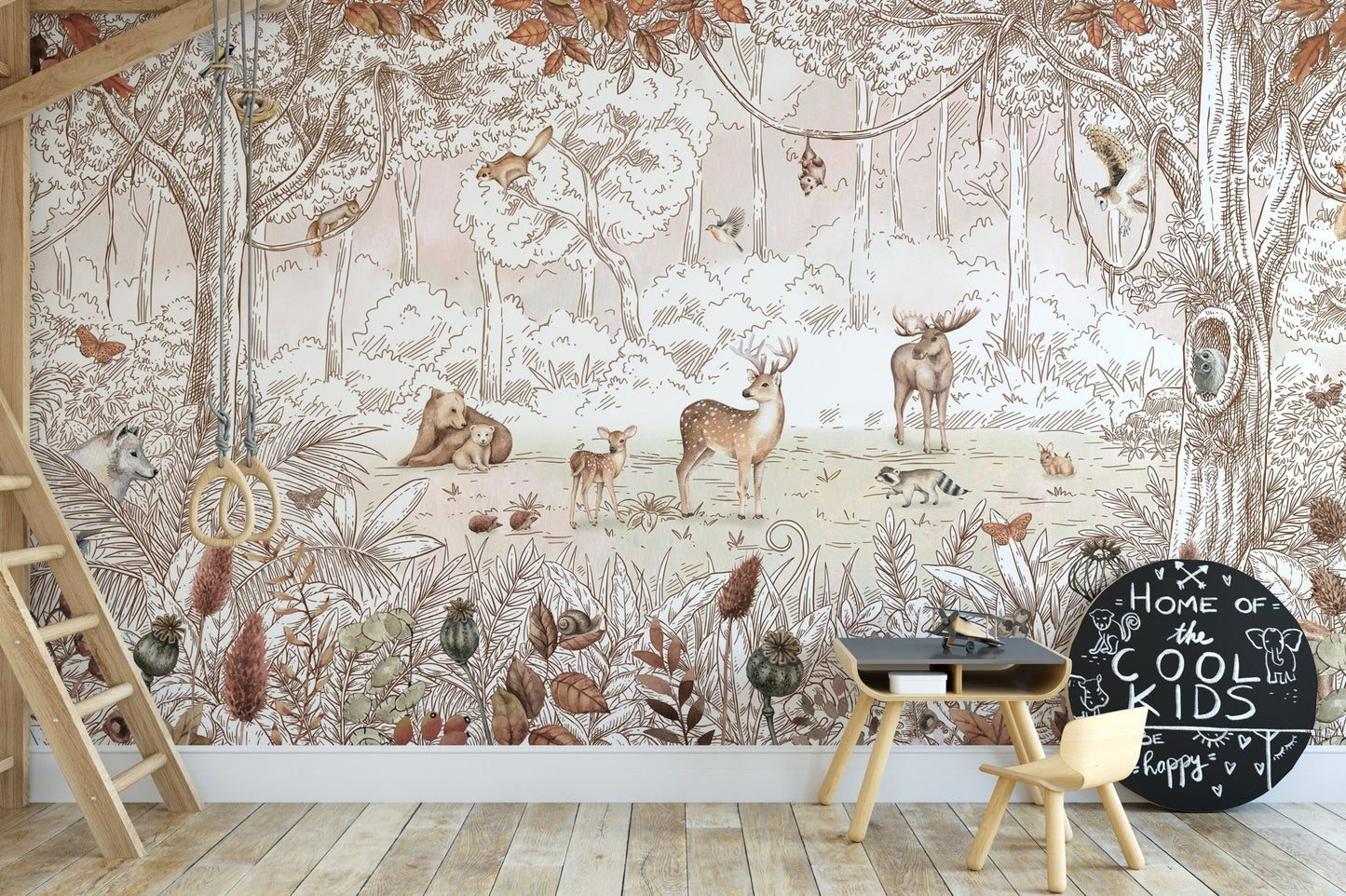 Autumn Forest Animals Wall Mural - Wallanza