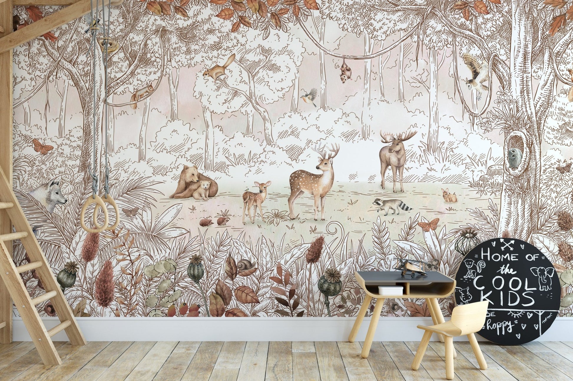 Autumn Forest Animals Wall Mural - Wallanza