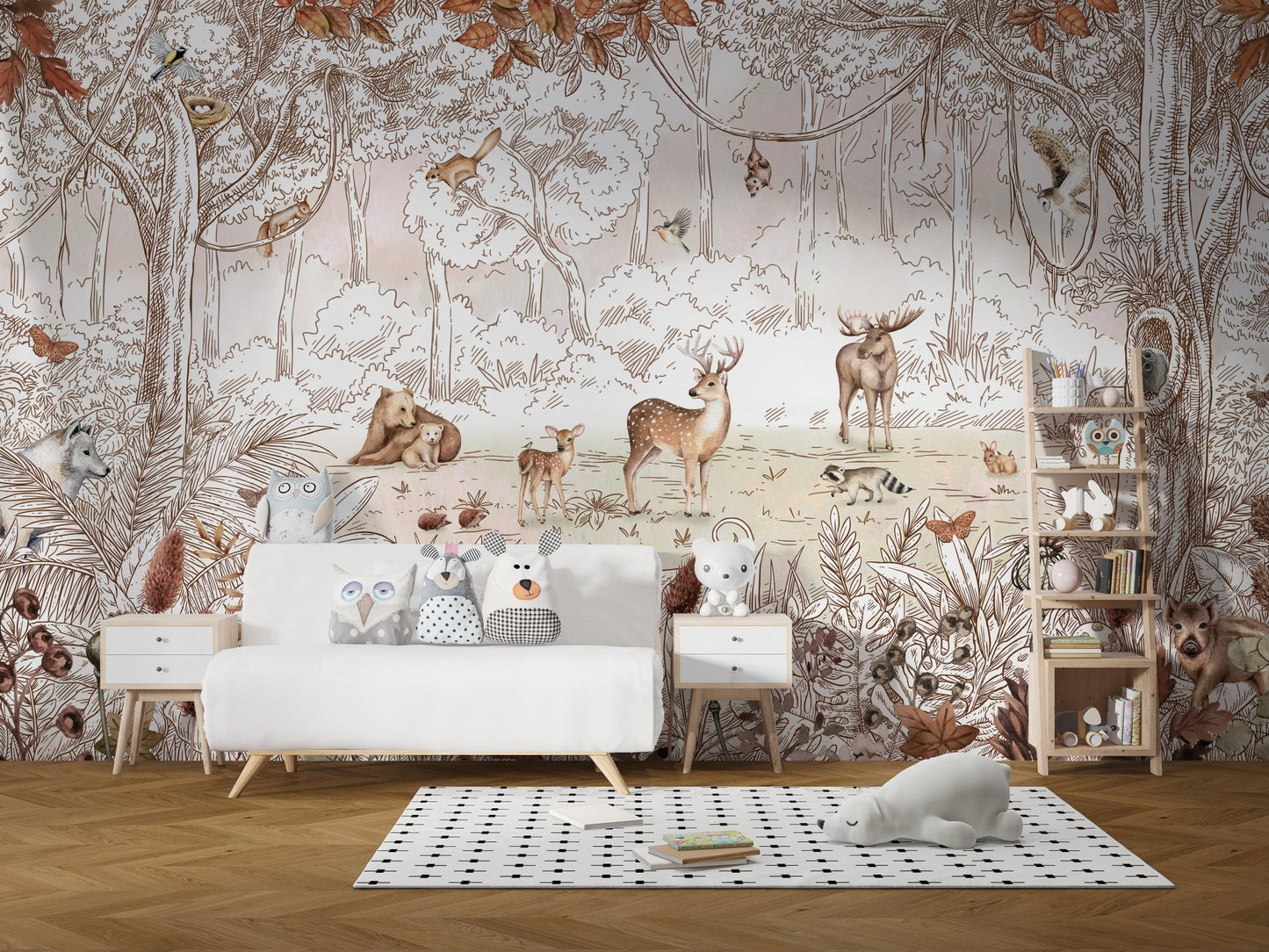Autumn Forest Animals Wall Mural - Wallanza