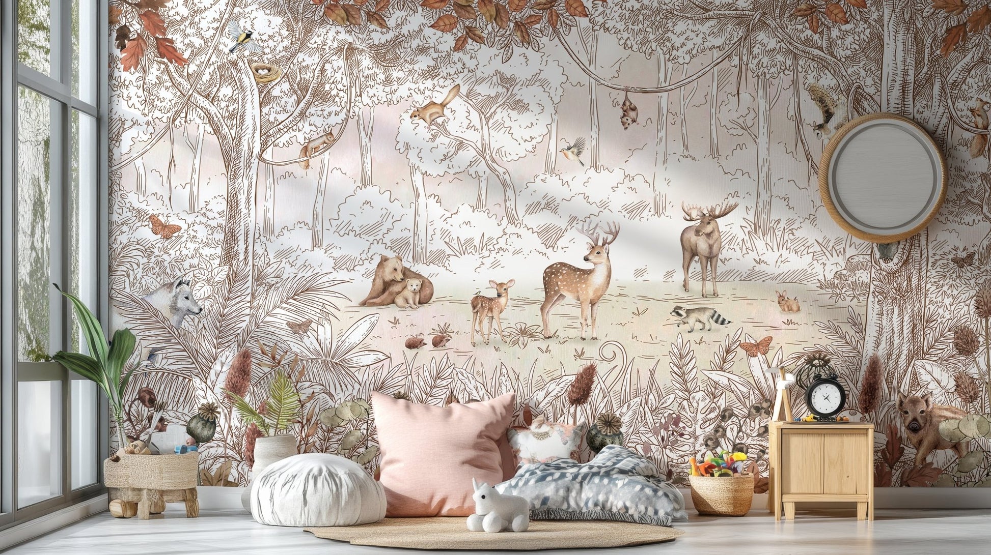 Autumn Forest Animals Wall Mural - Wallanza