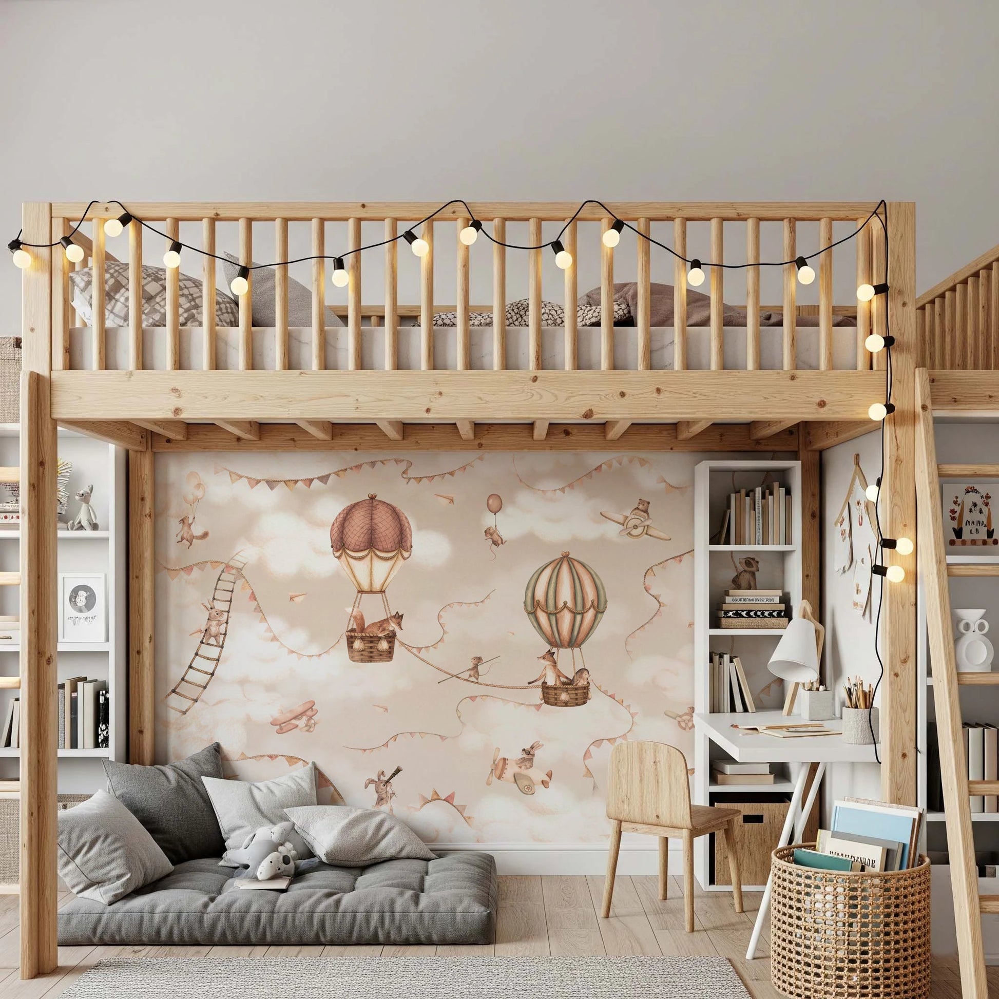 Kids room with Aviation Adventure Mono wall mural.
